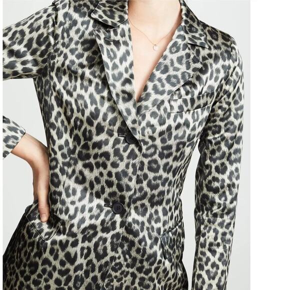Smythe Original Boyfriend Blazer In Classic Grey Leopard Size 4 - Picture 1 of 11